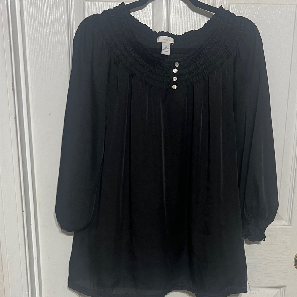 Chico's Black Blouse with Button Accents